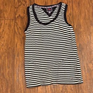 Tommy Hilfiger Black and White Striped Sleeveless Top